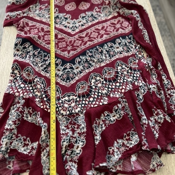 Free People Smooth Talker Red Combo Printed Open Back Tunic Dress Size Small - Picture 4 of 12